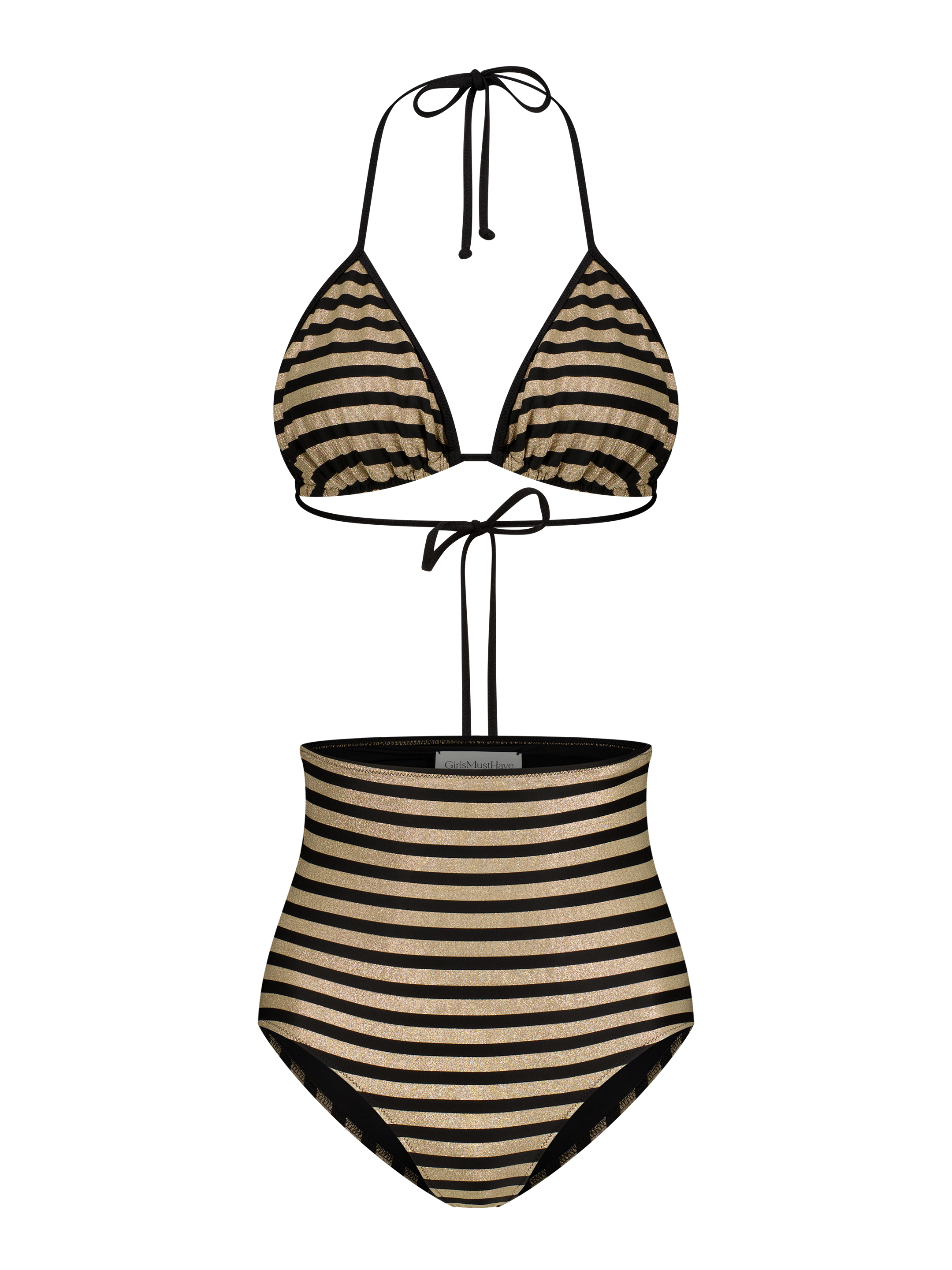 Bikini Luxe Stripes Black Gold Dubai GirlsMustHave