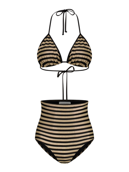 Bikini Luxe Stripes Black Gold Dubai GirlsMustHave 