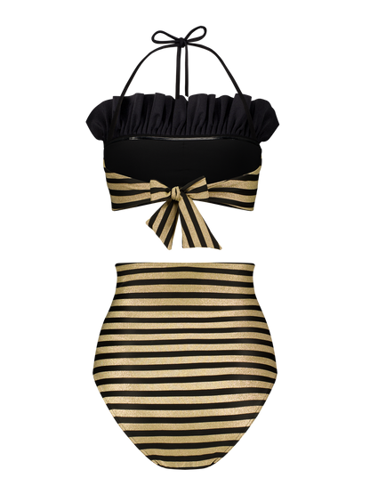 Bikini Luxe Stripes Black Gold Dubai GirlsMustHave 