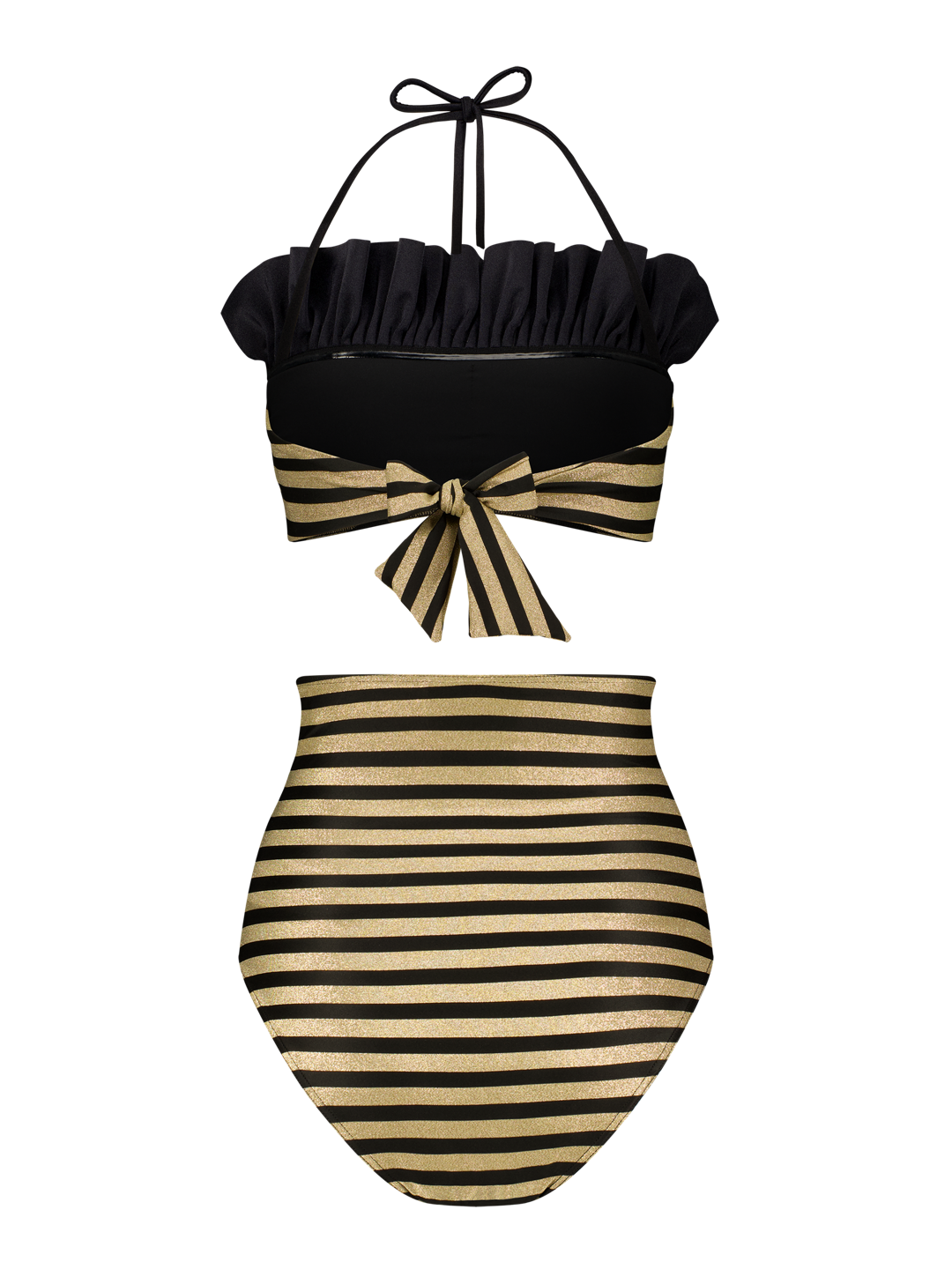 Bikini Luxe Stripes Black Gold Dubai GirlsMustHave 