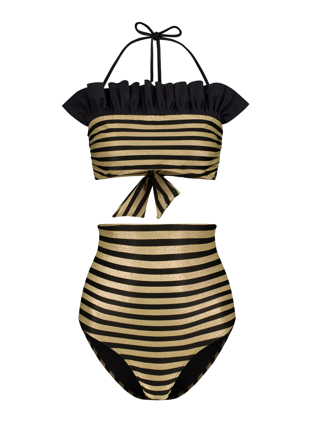 Bikini Luxe Stripes Black Gold Dubai GirlsMustHave 