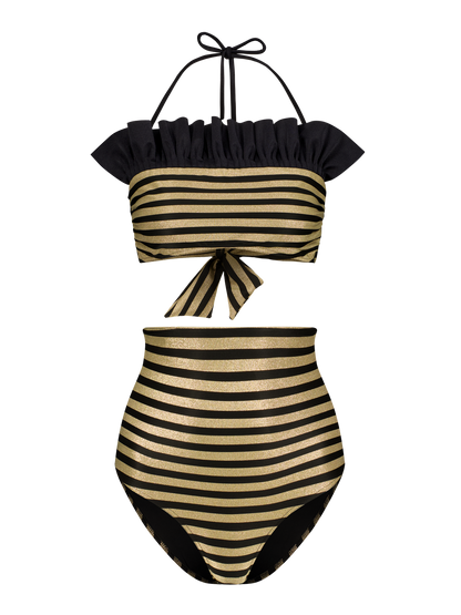 Bikini Luxe Stripes Black Gold Dubai GirlsMustHave 