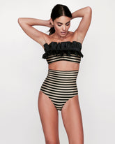 Bikini Luxe Stripes Black Gold Dubai GirlsMustHave 