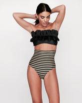 Bikini Luxe Noir Or Dubaï rayures Giselle Los Cabos GirlsMustHave