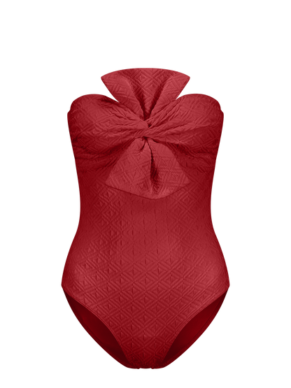 Raquel - Maillot de bain bandeau une pièce avec nœud - Saint-Barth